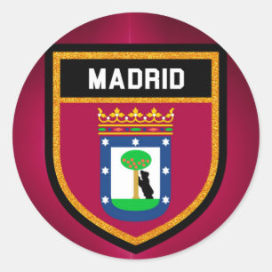 Madrider Flagge Runder Aufkleber