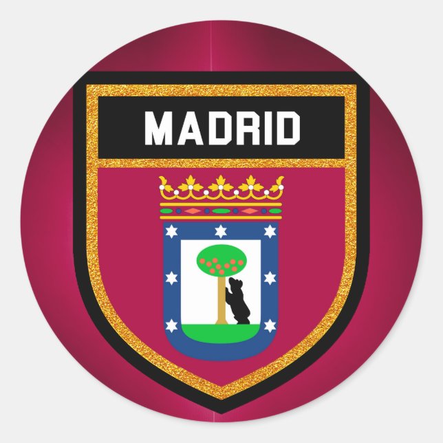Madrider Flagge Runder Aufkleber (Vorderseite)