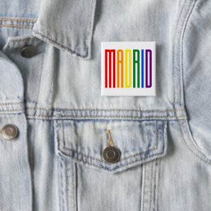 Madrider LGBT Rainbow Flag Typografy Gay Pride Button