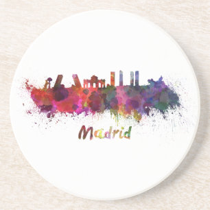 Madrider Skyline in Aquarell Getränkeuntersetzer