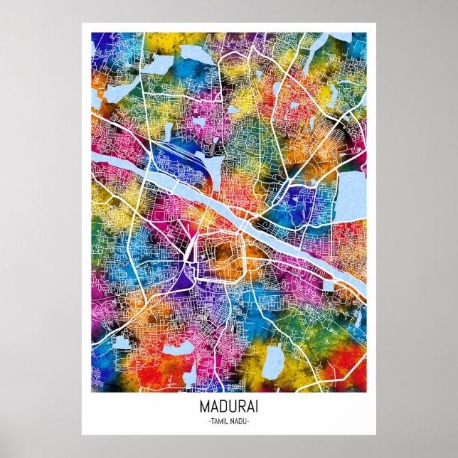 Madurai Tamil Nadu City Map Poster (Vorne)