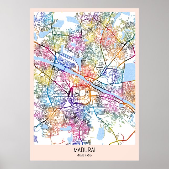 Madurai Tamil Nadu City Map Poster (Vorne)