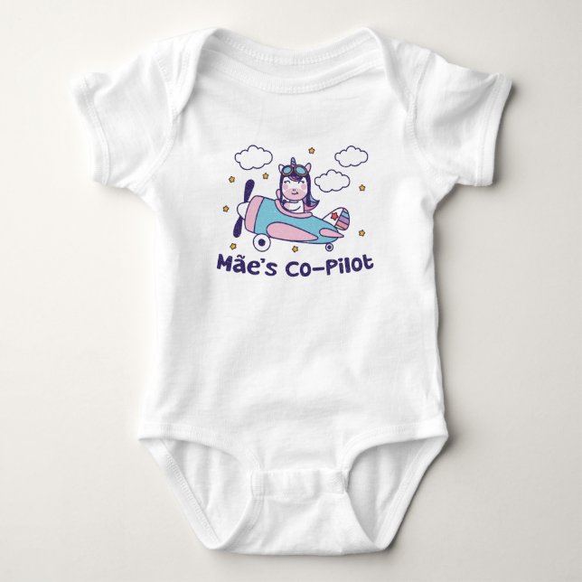 Mães Co-Pilot - Unicorn-Flugzeug Baby Strampler (Vorderseite)