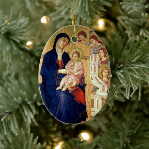 Maestà, Detail Madonna und Kind auf Thron Keramik Ornament