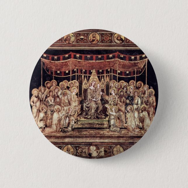 Maestà Madonna inthronisiert als der Schutzpatron Button (Vorderseite)
