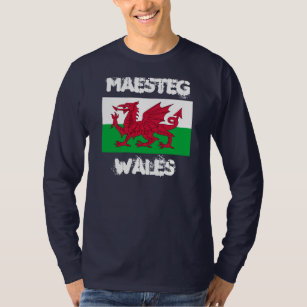 Maesteg, Wales mit Waliser-Flagge T-Shirt
