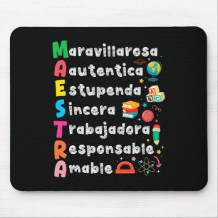 Maestra-Akronym Spanischlehrer Zurück zur Schule L Mousepad