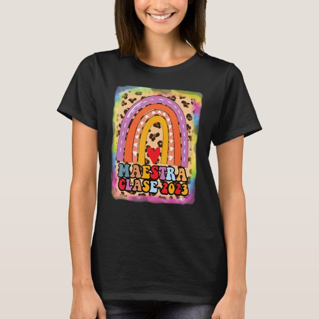 Maestra Clase 2023 Spanischer Lehrer Boho Rainbow  T-Shirt (Vorderseite)