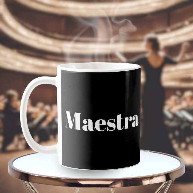 Maestra Conductor Pianist Musician Musik Thema Kaffeetasse (A novelty mug with 'Maestra' caption, for the female conductor, composer, music teacher or performer)