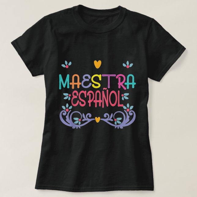 Maestra De Espanol Playera Cute Spanish Teacher  T-Shirt (Design vorne)