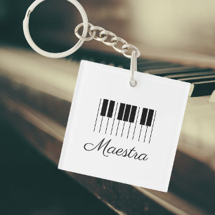 Maestra Piano Music Teacher Keyboard mit Namen Schlüsselanhänger