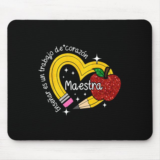 Maestra Spanischlehrerin Zurück zur Schule Erster  Mousepad (Vorne)