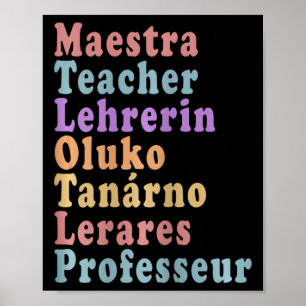 Maestra Teacher - Lehrer Namen in verschiedenen Sp Poster