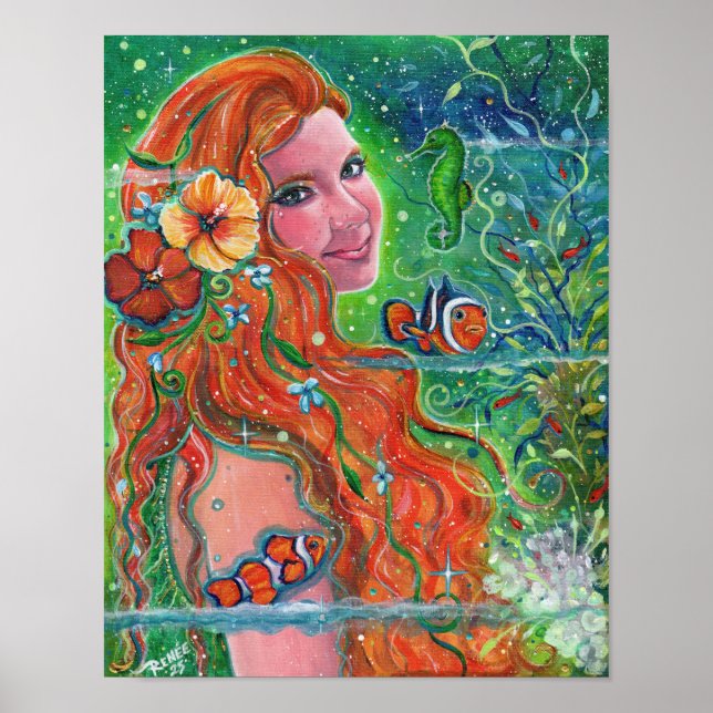Maev Mermaid clownfish art by Renee Lavoie   Poster (Vorne)