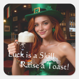 Maeve in Emerald Corset Irish Pub St Patrick's Day Quadratischer Aufkleber