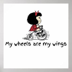 Mafalda mit dem Fahrrad Poster