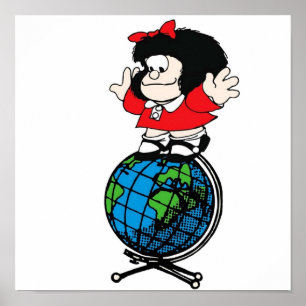 Mafalda über der Welt Poster