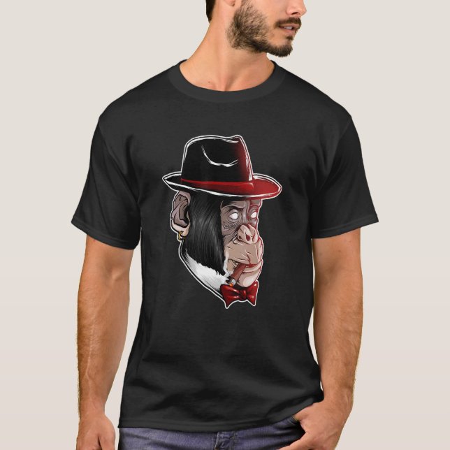 Mafia Style Monkey Primat Gangster Monkey Animal T-Shirt (Vorderseite)