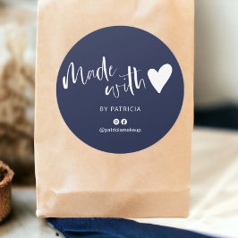 Mag mit Liebe Skript minimalistisch Marine blau Runder Aufkleber