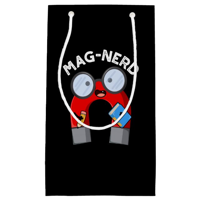 Mag-Nerd Funny Nerd Magnet Pun Dark BG Kleine Geschenktüte (Vorderseite)