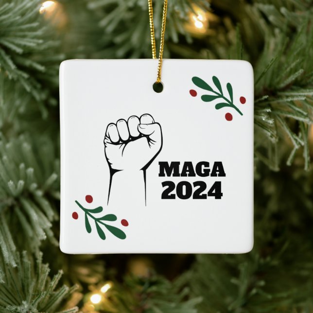 MAGA 2024 Dekor der Weihnachtsbaumschmuck Keramikornament (Baum)