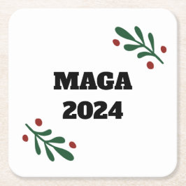 MAGA 2024 Weihnachten Rechteckiger Pappuntersetzer