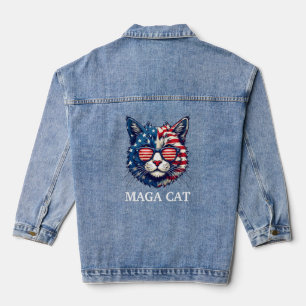 MAGA Cat Präsident Trump American Flag Patriotic Jeansjacke
