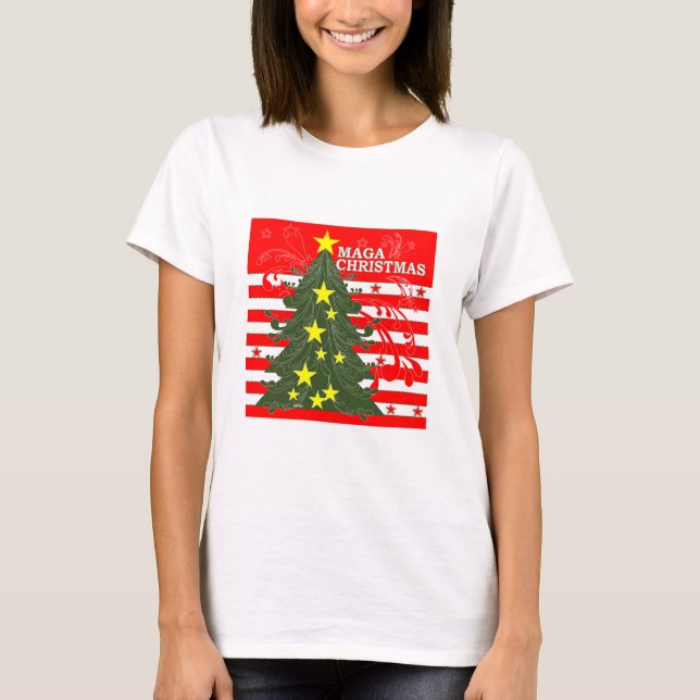 MAGA Christmas Patriotic T-Shirt (Vorderseite)