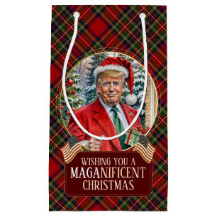 MAGA Christmas Tartan Kariert Santa Trump Kleine Geschenktüte
