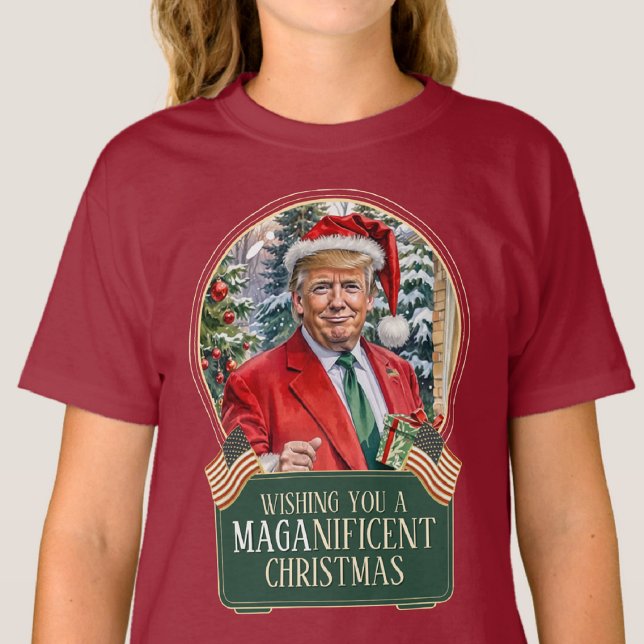 MAGA Christmas Trump Santa Snow Globe Kinder T-Shirt (Von Creator hochgeladen)