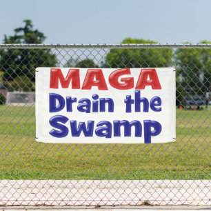 MAGA Drain the Swamp mit rotem blauen Text Banner