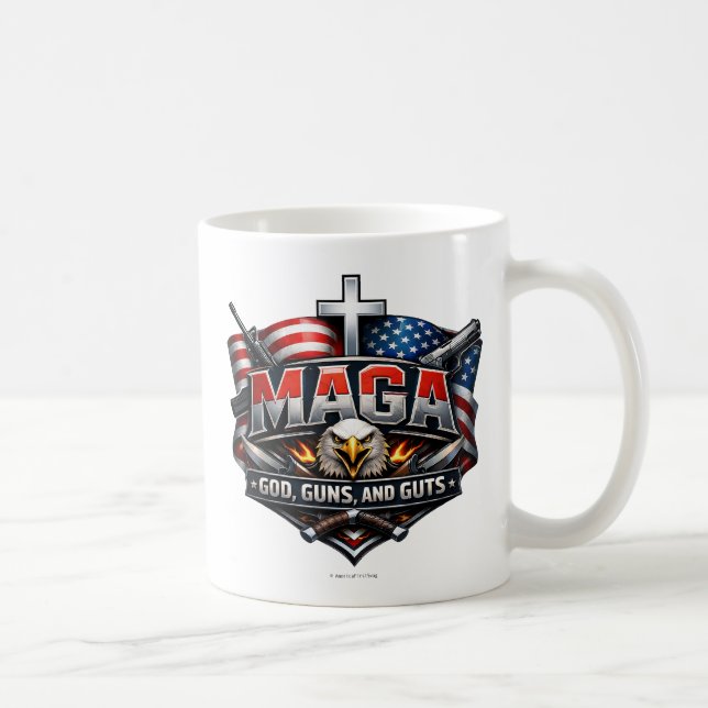 MAGA: Gott, Waffen und Eingeweide.  Kaffeetasse (Rechts)