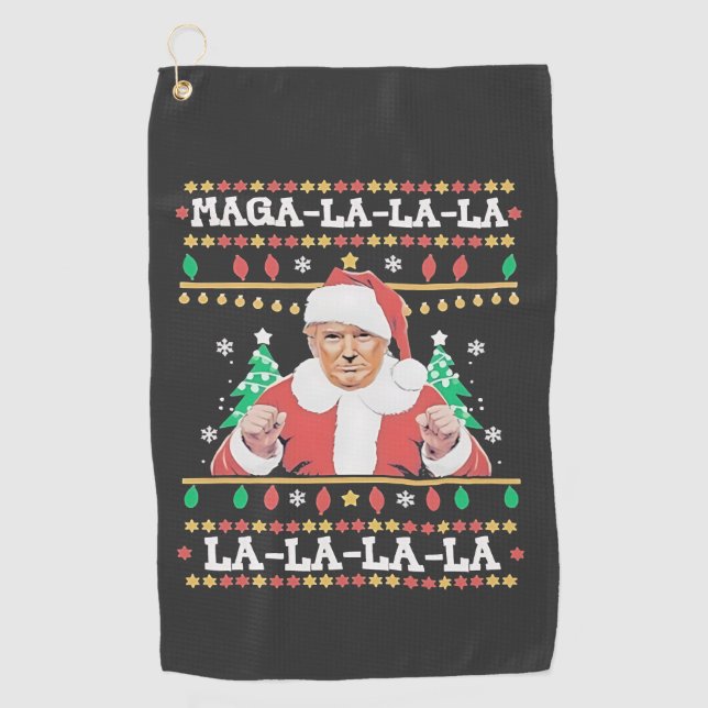 Maga La La Trump Weihnachtsfeierlichkeiten 47. Golfhandtuch (Vorderseite)
