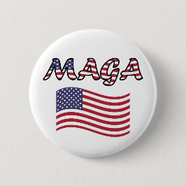 MAGA mit US-Flagge, rot weiß und blau Button