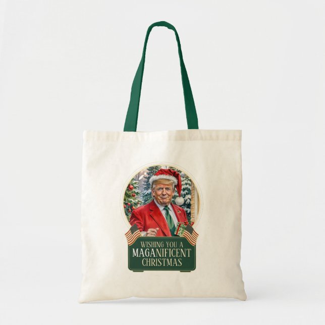 MAGA prächtiges Weihnachts-Trump-Shopping Tragetasche (Vorne)