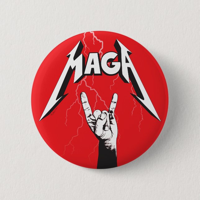 MAGA Rock Salute Horns-Sign USA 1st Sick Krass Epi Button (Vorderseite)