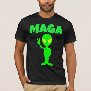 MAGA TRUMP ALIEN PEACE FUNNY T - SHIRT