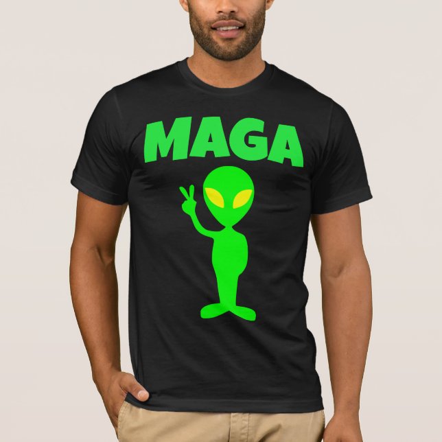 MAGA TRUMP ALIEN PEACE FUNNY T - SHIRT (Vorderseite)