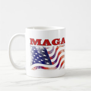 MAGA-US Flagge mit halbem Text Kaffeetasse