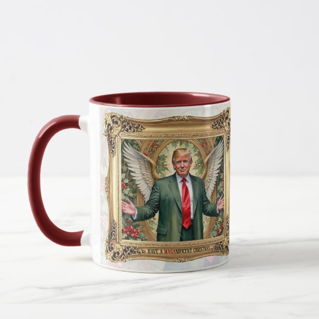 MAGA - Weihnachtsfeier - Winged Trump Tasse (Links)