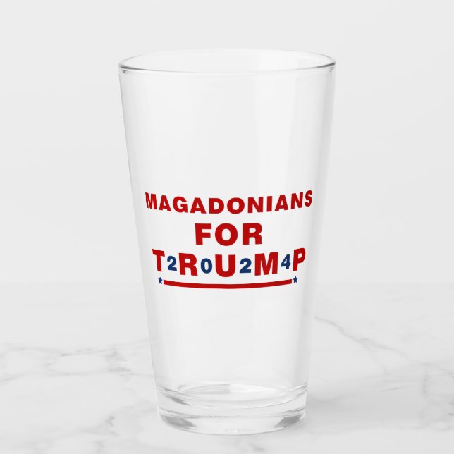 Magadonianer für Trump 2024 Red Blue Star Glas (Vorderseite)