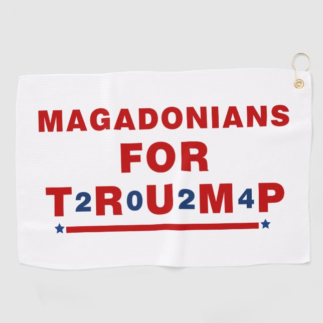 Magadonianer für Trump 2024 Red Blue Star Golfhandtuch (Horizontal)
