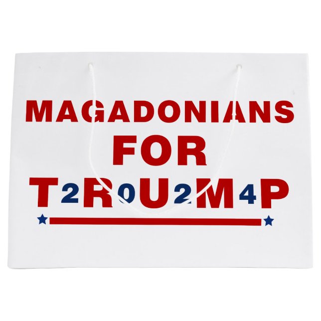 Magadonianer für Trump 2024 Red Blue Star Große Geschenktüte (Vorderseite)
