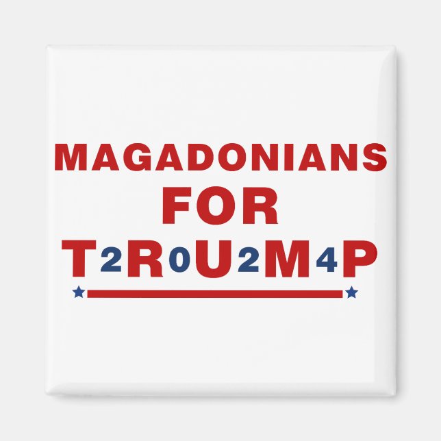 Magadonianer für Trump 2024 Red Blue Star Magnet (Vorne)