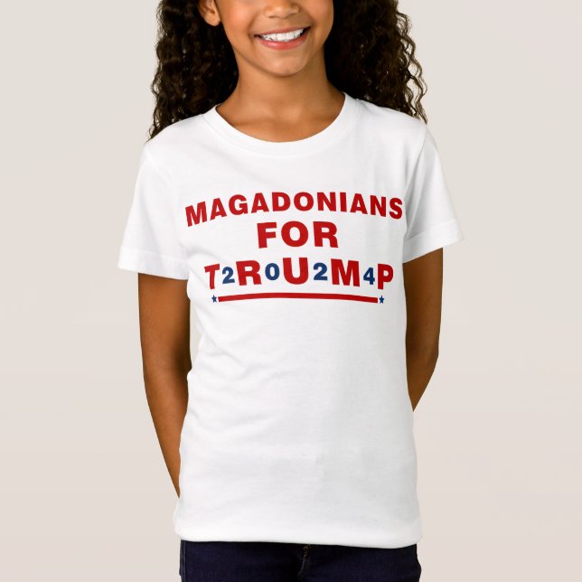 Magadonianer für Trump 2024 Red Blue Star T-Shirt (Vorderseite)