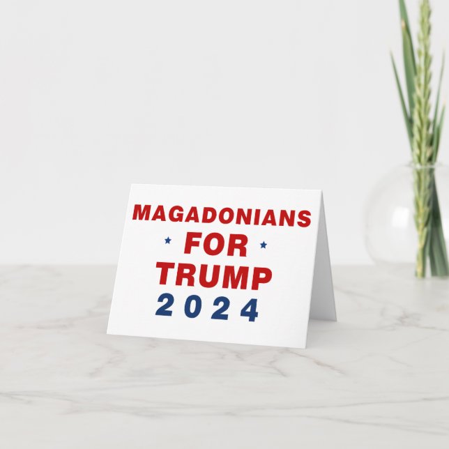 Magadonians für Trump 2024 Red Blue Dankeskarte (Vorderseite)
