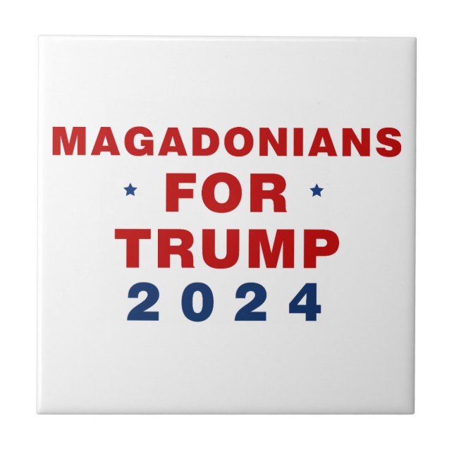 Magadonians für Trump 2024 Red Blue Fliese (Vorderseite)