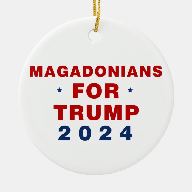 Magadonians für Trump 2024 Red Blue Keramik Ornament (Vorne)