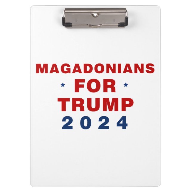 Magadonians für Trump 2024 Red Blue Klemmbrett (Vorderseite)