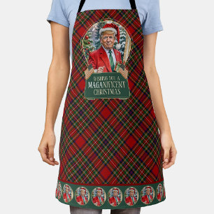 MAGAprächtige Weihnachten MAGA Trump Tartan Schürze